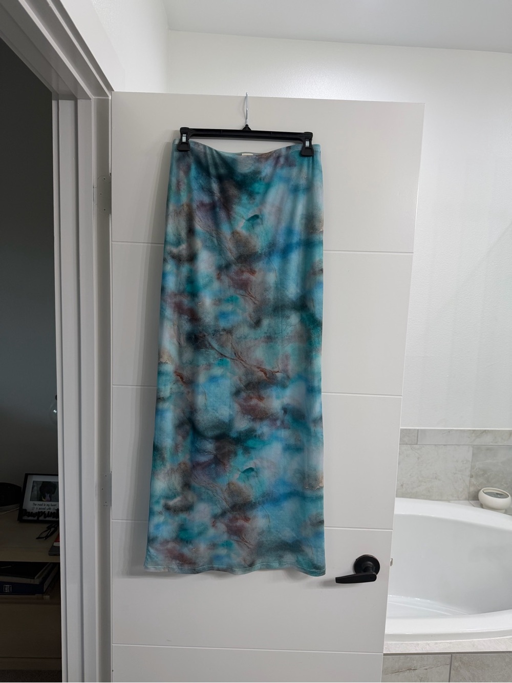 Blue and Brown Marble Maxi Skirt - Lightweight Women's Skirt | Open Edit